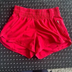 Red Lululemon shorts. Super cute!